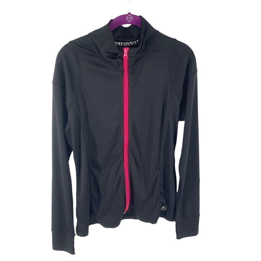 Soffe Women's Full Zip Jacket Mock Neck Activewear Athletic Pocket Black Size XL
